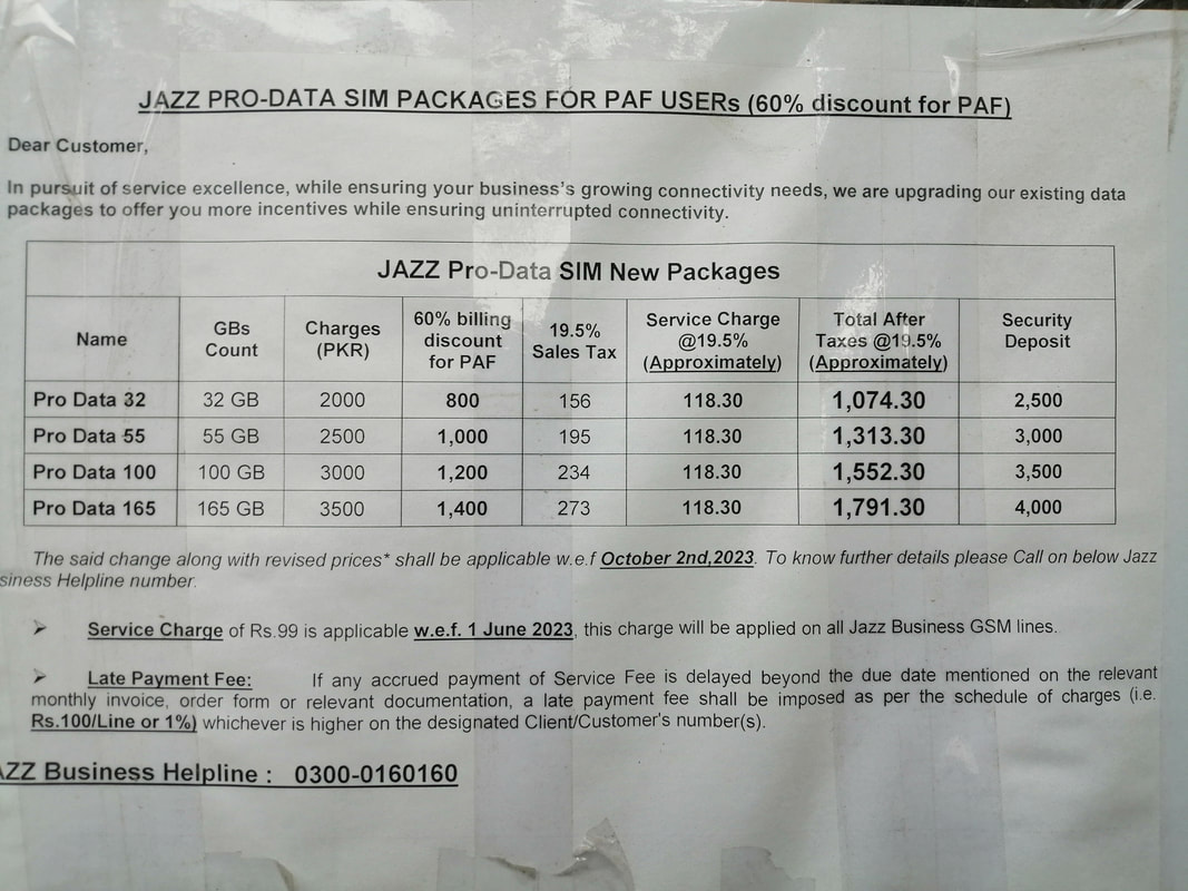 PAF Jazz Data Sim Packages